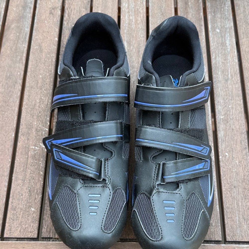 Roknemo Black/Blue peleton Cycling Shoes w  Red Cleats EU 47/US 13/14.5 Men’s.
